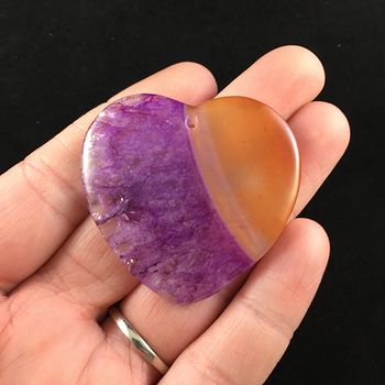 Heart Shaped Orange and Purple Drusy Agate Stone Jewelry Pendant #uf31mTlKI9s