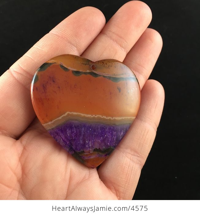 Heart Shaped Orange and Purple Drusy Agate Stone Jewelry Pendant - #SVqV6lIKxKA-3
