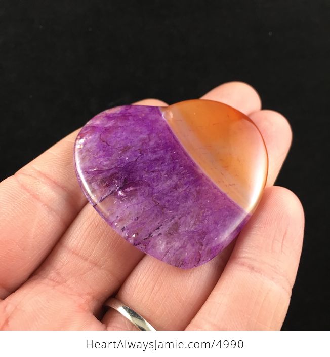 Heart Shaped Orange and Purple Drusy Agate Stone Jewelry Pendant - #uf31mTlKI9s-2