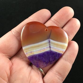 Heart Shaped Orange and Purple Drusy Stone Jewelry Pendant #OWhnUuzwF7c