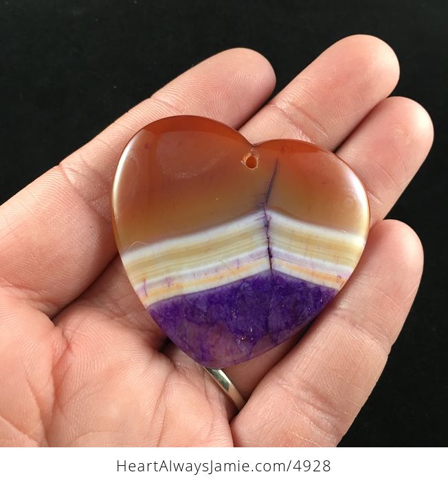 Heart Shaped Orange and Purple Drusy Stone Jewelry Pendant - #OWhnUuzwF7c-1