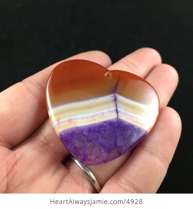Heart Shaped Orange and Purple Drusy Stone Jewelry Pendant - #OWhnUuzwF7c-2