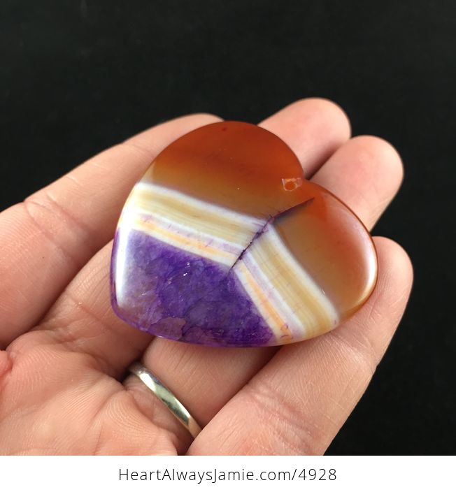 Heart Shaped Orange and Purple Drusy Stone Jewelry Pendant - #OWhnUuzwF7c-3
