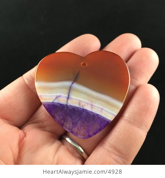 Heart Shaped Orange and Purple Drusy Stone Jewelry Pendant - #OWhnUuzwF7c-6