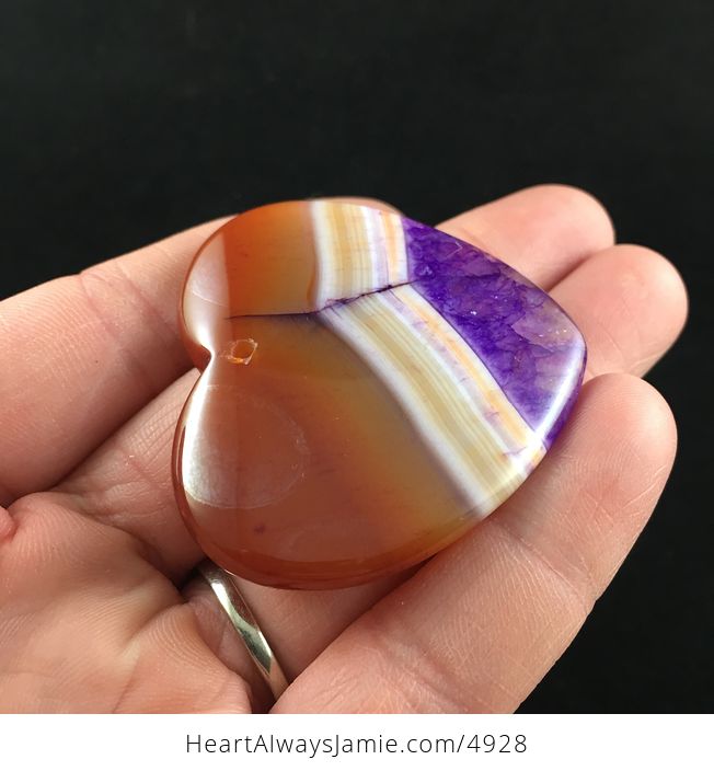 Heart Shaped Orange and Purple Drusy Stone Jewelry Pendant - #OWhnUuzwF7c-4