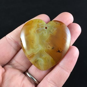Heart Shaped Orange and Yellow Agate Stone Jewelry Pendant #vHTEGUzlco4