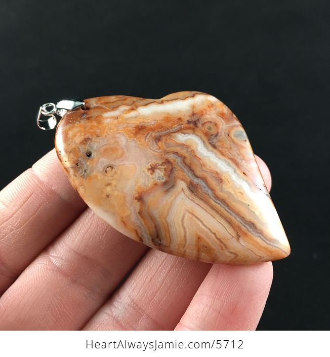 Heart Shaped Orange Crazy Lace Agate Stone Jewelry Pendant - #Icc1IoXD84I-4