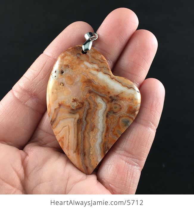 Heart Shaped Orange Crazy Lace Agate Stone Jewelry Pendant - #Icc1IoXD84I-1