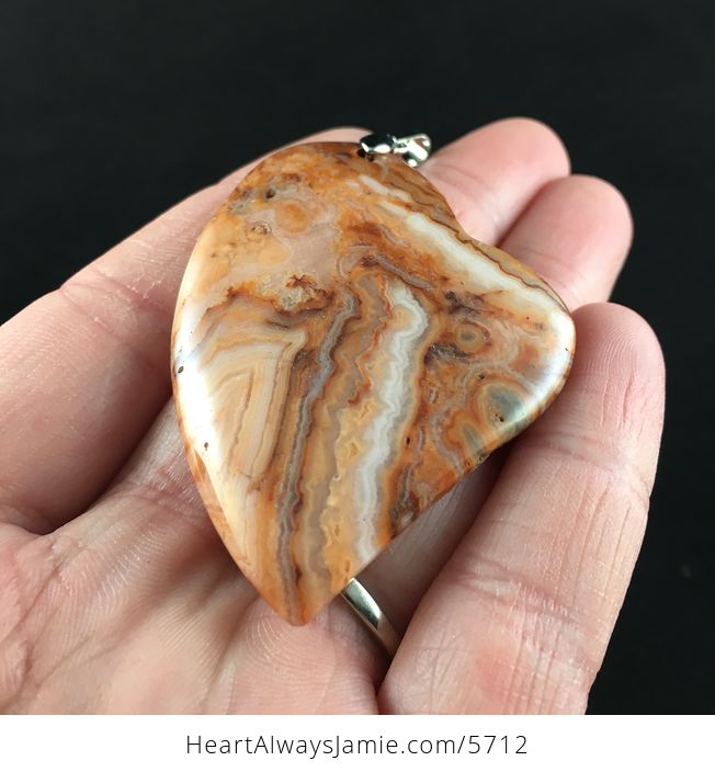 Heart Shaped Orange Crazy Lace Agate Stone Jewelry Pendant - #Icc1IoXD84I-2