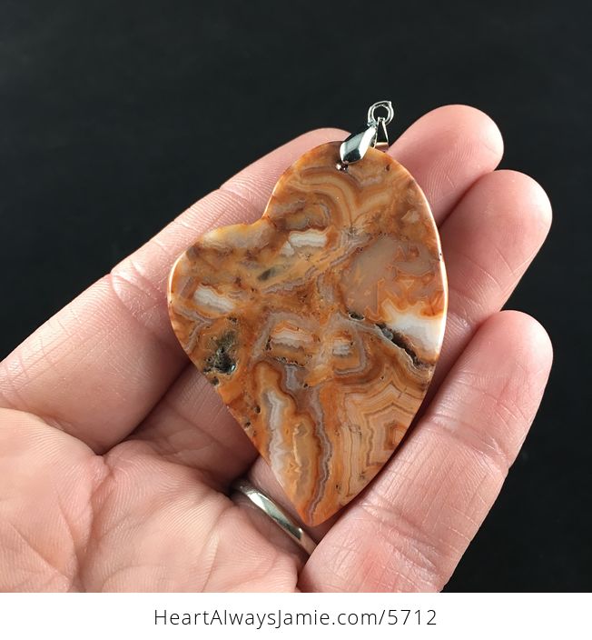 Heart Shaped Orange Crazy Lace Agate Stone Jewelry Pendant - #Icc1IoXD84I-6