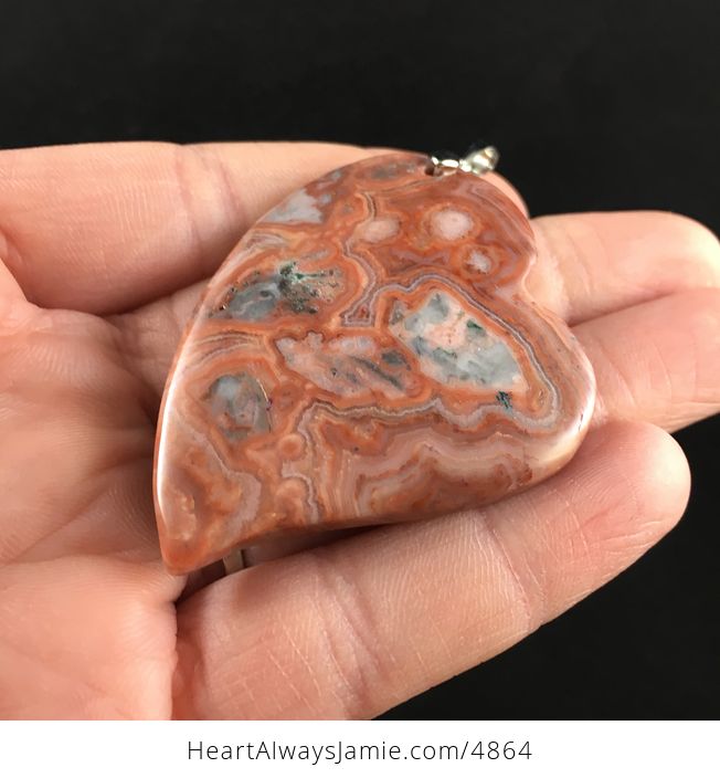 Heart Shaped Orange Crazy Lace Agate Stone Jewelry Pendant - #OuL2emLK8Mk-3
