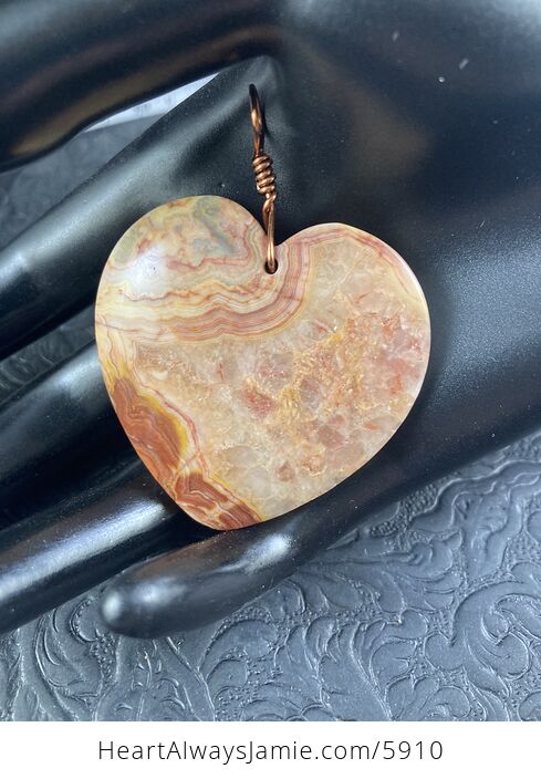 Heart Shaped Orange Druzy Crazy Lace Agate Stone Jewelry Pendant - #F69I2xl8LU0-6