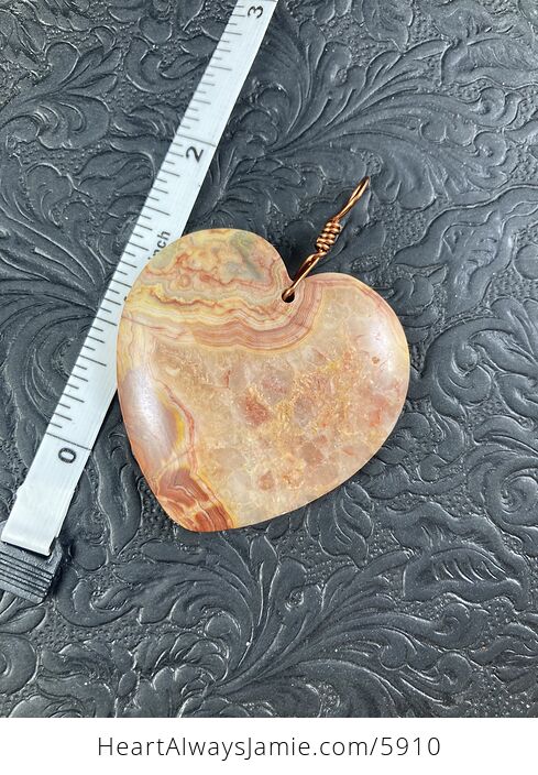Heart Shaped Orange Druzy Crazy Lace Agate Stone Jewelry Pendant - #F69I2xl8LU0-2