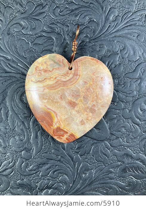 Heart Shaped Orange Druzy Crazy Lace Agate Stone Jewelry Pendant - #F69I2xl8LU0-1