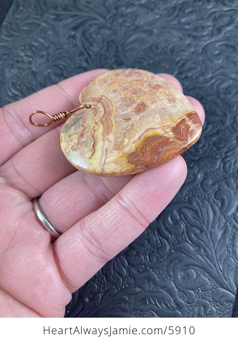 Heart Shaped Orange Druzy Crazy Lace Agate Stone Jewelry Pendant - #F69I2xl8LU0-5