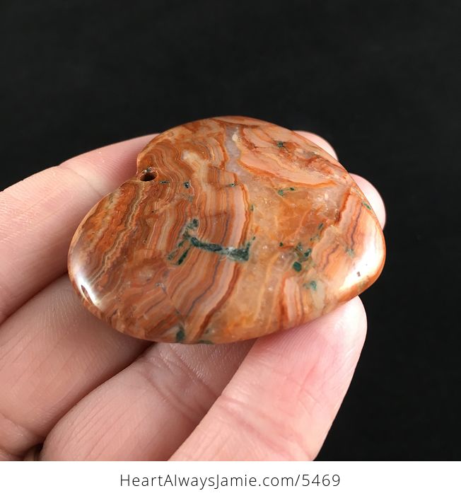 Heart Shaped Orange Druzy Crazy Lace Agate Stone Jewelry Pendant - #ZvfxIQfaIgU-4