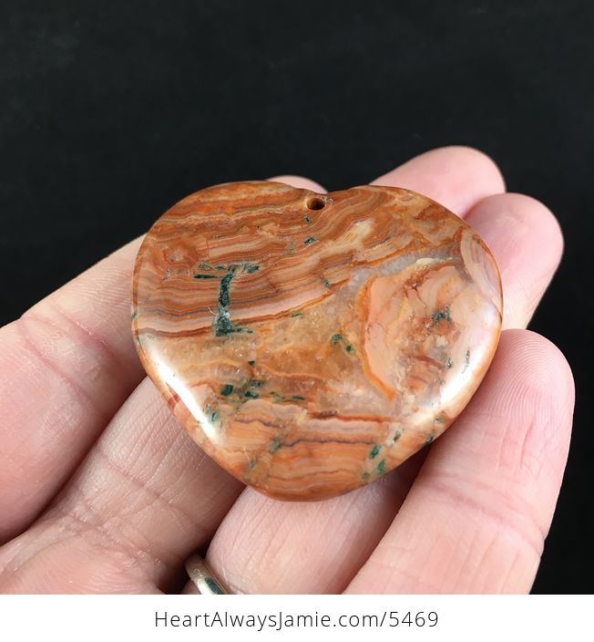 Heart Shaped Orange Druzy Crazy Lace Agate Stone Jewelry Pendant - #ZvfxIQfaIgU-2