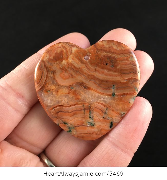 Heart Shaped Orange Druzy Crazy Lace Agate Stone Jewelry Pendant - #ZvfxIQfaIgU-6