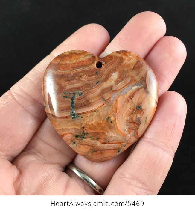 Heart Shaped Orange Druzy Crazy Lace Agate Stone Jewelry Pendant - #ZvfxIQfaIgU-1