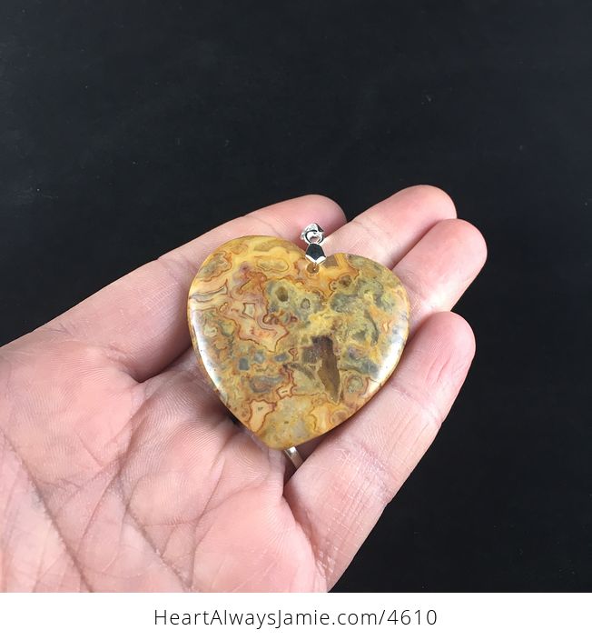 Heart Shaped Orange Mexican Crazy Lace Agate Stone Jewelry Pendant - #LGeeGUOvouM-2