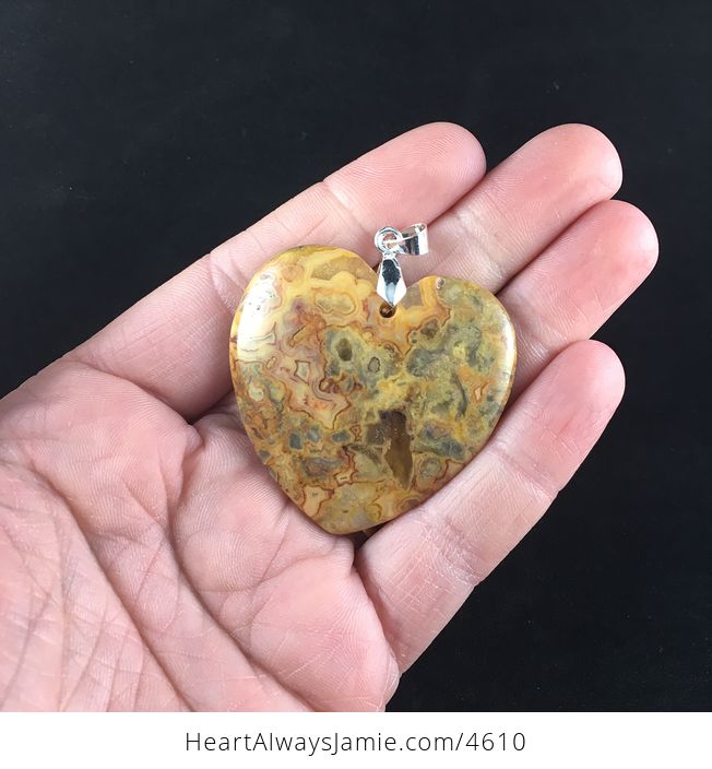 Heart Shaped Orange Mexican Crazy Lace Agate Stone Jewelry Pendant - #LGeeGUOvouM-1