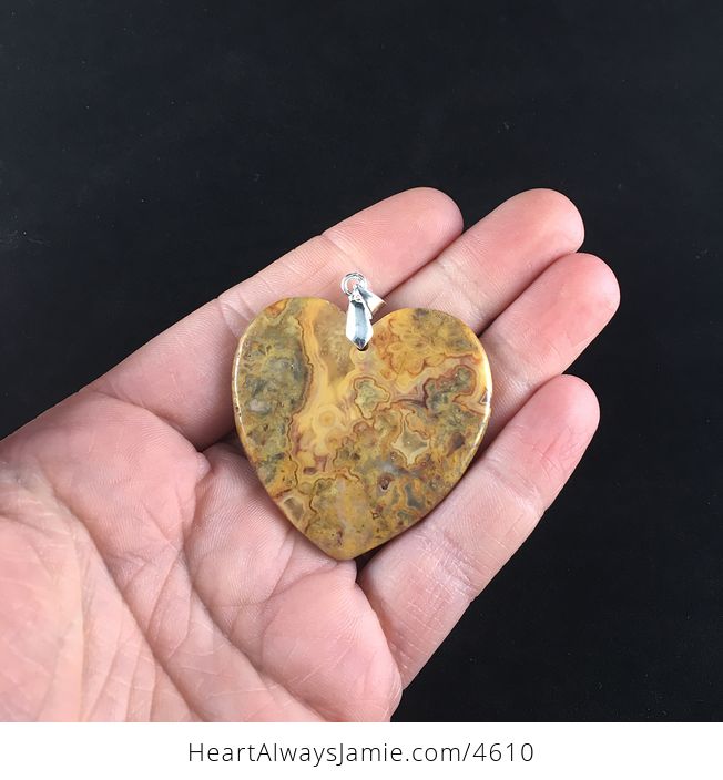 Heart Shaped Orange Mexican Crazy Lace Agate Stone Jewelry Pendant - #LGeeGUOvouM-4