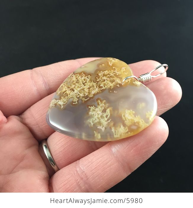 Heart Shaped Orange Moss Agate Stone Jewelry Pendant - #4SNLncIdB0A-7