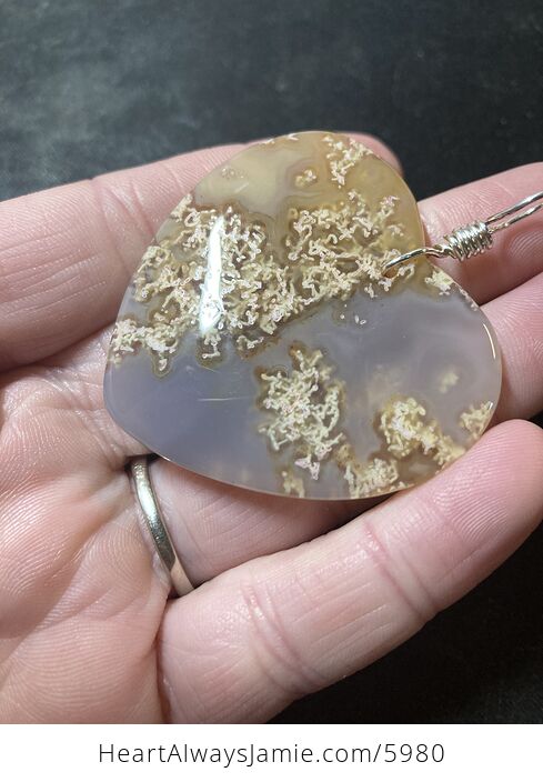 Heart Shaped Orange Moss Agate Stone Jewelry Pendant - #4SNLncIdB0A-2
