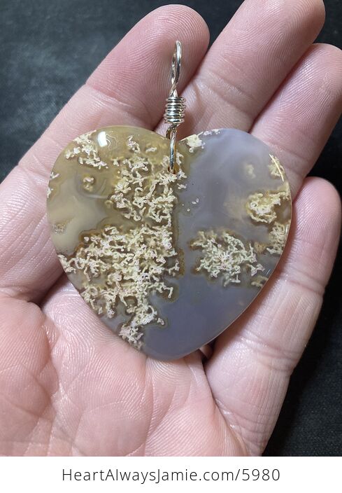 Heart Shaped Orange Moss Agate Stone Jewelry Pendant - #4SNLncIdB0A-1