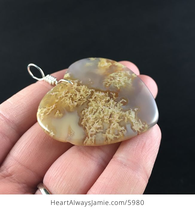 Heart Shaped Orange Moss Agate Stone Jewelry Pendant - #4SNLncIdB0A-8