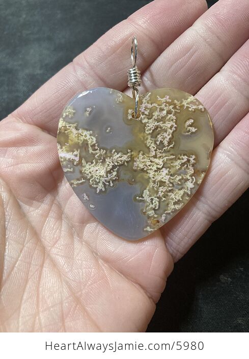 Heart Shaped Orange Moss Agate Stone Jewelry Pendant - #4SNLncIdB0A-4