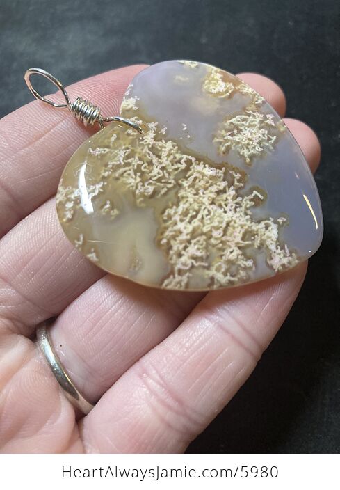Heart Shaped Orange Moss Agate Stone Jewelry Pendant - #4SNLncIdB0A-3