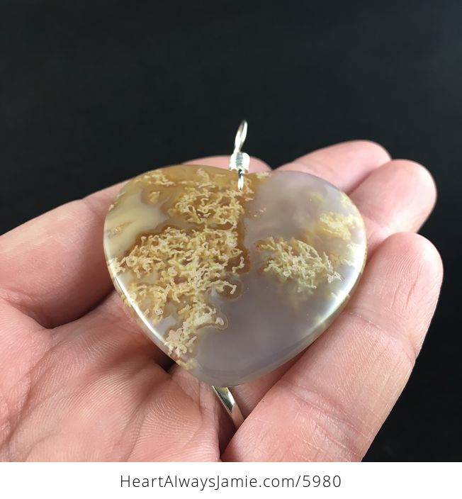 Heart Shaped Orange Moss Agate Stone Jewelry Pendant - #4SNLncIdB0A-6