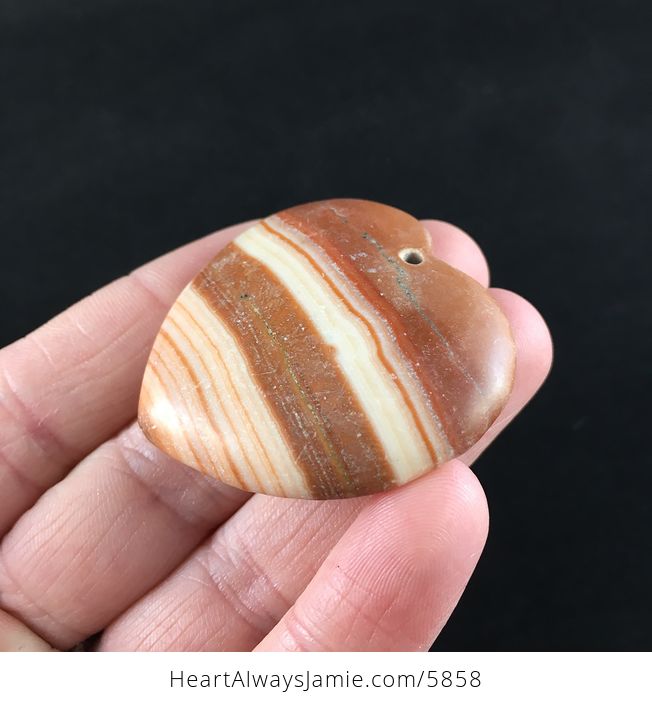 Heart Shaped Orange Rhodonite Stone Jewelry Pendant - #yHzfeBGVfZs-3