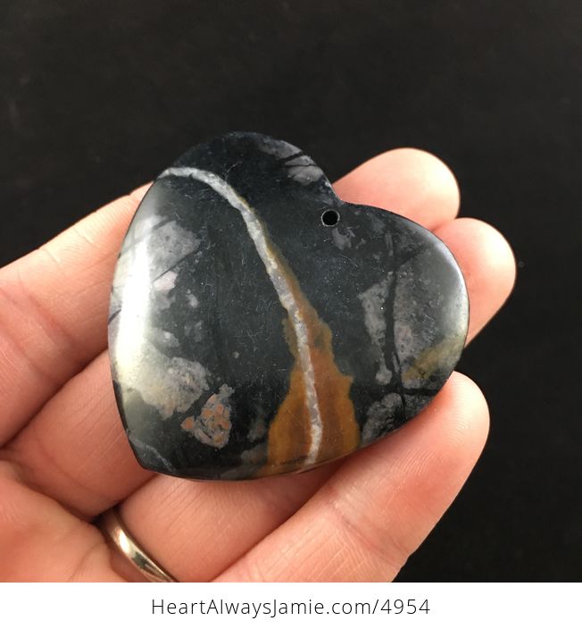 Heart Shaped Picasso Jasper Stone Jewelry Pendant - #eXgineG7xOA-3