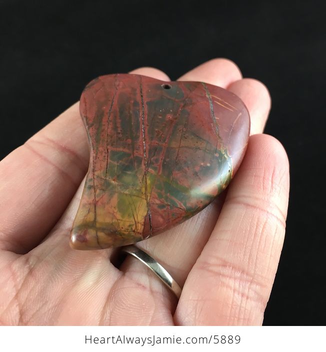 Heart Shaped Picasso Jasper Stone Jewelry Pendant - #v5I1zPWxxB4-2