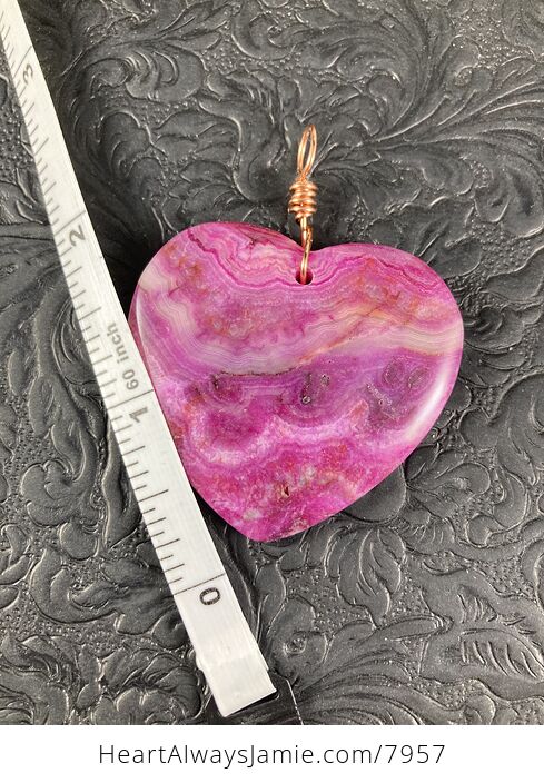 Heart Shaped Pink Crazy Lace Mexican Agate Stone Jewelry Pendant - #B2DllOyIJpQ-4