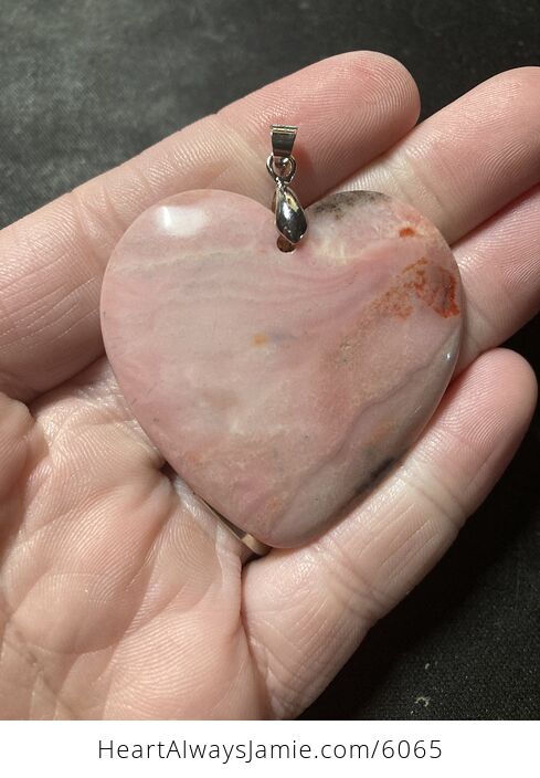 Heart Shaped Pink Rhodochrosite Stone Jewelry Pendant - #QJxeCt96WWg-4