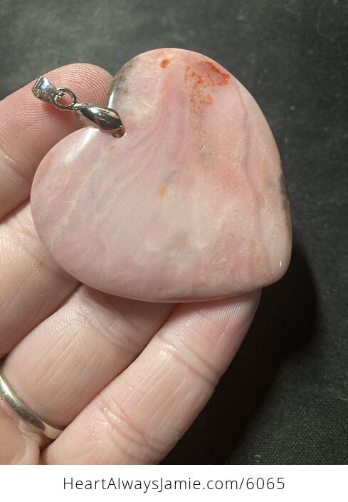 Heart Shaped Pink Rhodochrosite Stone Jewelry Pendant - #QJxeCt96WWg-3
