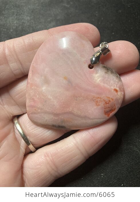 Heart Shaped Pink Rhodochrosite Stone Jewelry Pendant - #QJxeCt96WWg-1