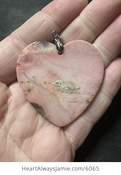 Heart Shaped Pink Rhodochrosite Stone Jewelry Pendant - #QJxeCt96WWg-2