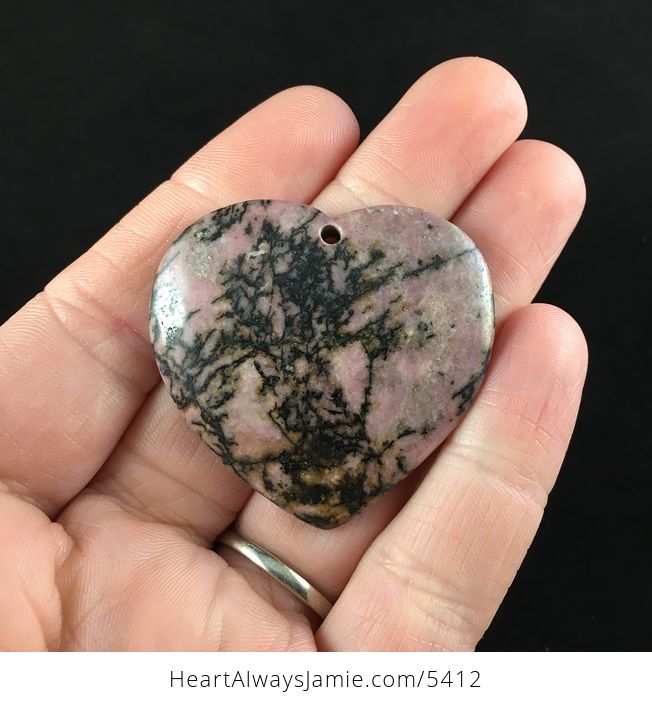 Heart Shaped Pink Rhodonite Stone Jewelry Pendant - #bt5O5fooNjI-1