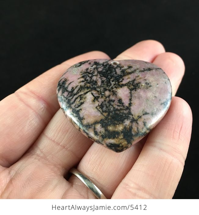 Heart Shaped Pink Rhodonite Stone Jewelry Pendant - #bt5O5fooNjI-2