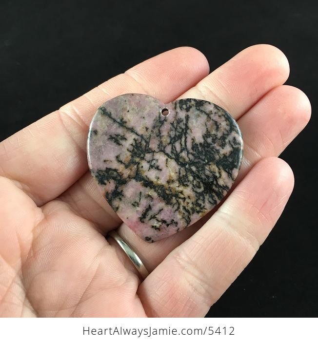 Heart Shaped Pink Rhodonite Stone Jewelry Pendant - #bt5O5fooNjI-6