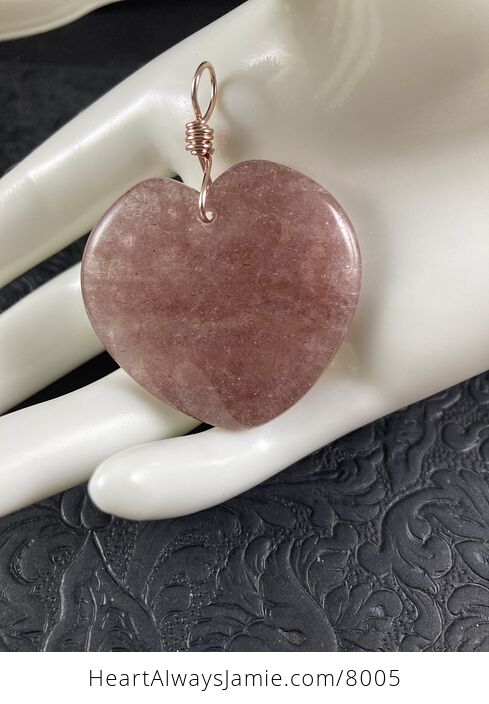 Heart Shaped Pink Strawberry Quartz Stone Jewelry Pendant - #sZywQ2jwL4M-3