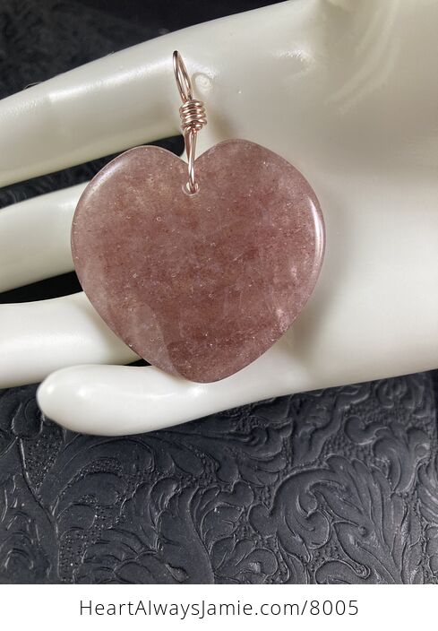 Heart Shaped Pink Strawberry Quartz Stone Jewelry Pendant - #sZywQ2jwL4M-4