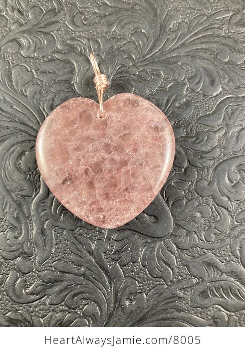 Heart Shaped Pink Strawberry Quartz Stone Jewelry Pendant - #sZywQ2jwL4M-5