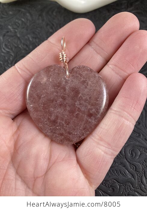 Heart Shaped Pink Strawberry Quartz Stone Jewelry Pendant - #sZywQ2jwL4M-7