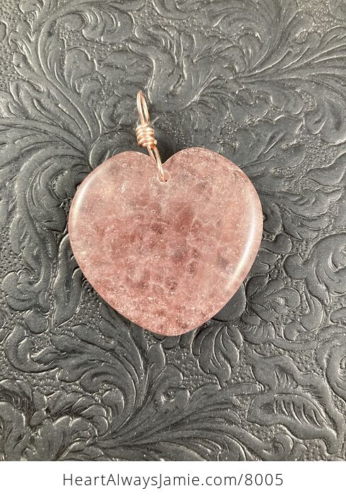 Heart Shaped Pink Strawberry Quartz Stone Jewelry Pendant - #sZywQ2jwL4M-6