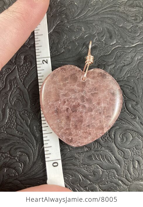 Heart Shaped Pink Strawberry Quartz Stone Jewelry Pendant - #sZywQ2jwL4M-9